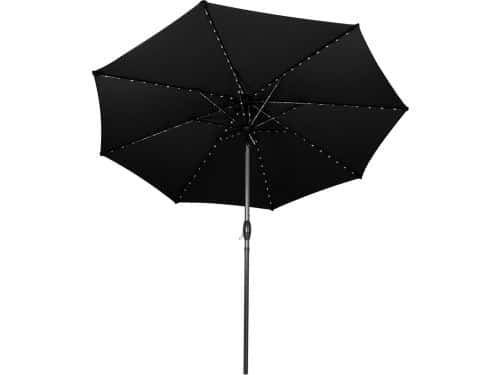 LED kantelbare stokparasol - 2.7 m - zwart - verlichting