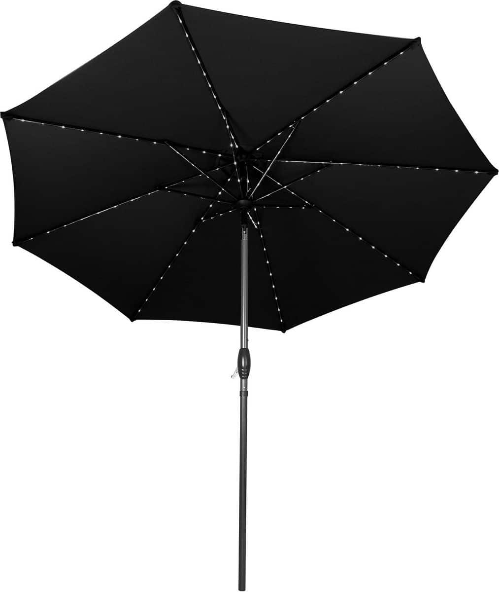 led kantelbare stokparasol 2.7 m zwart verlichting