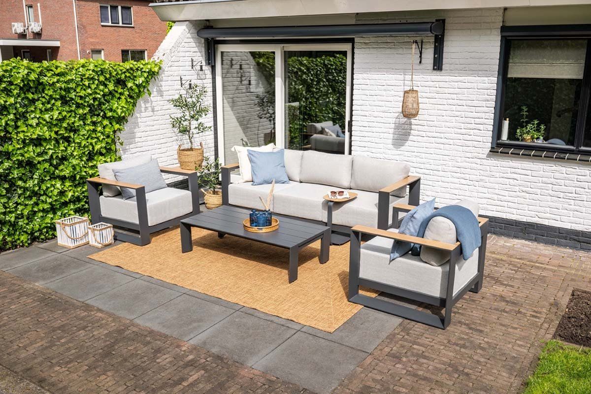 levanto 5 persoons loungeset aluminium teaklook garden impressions