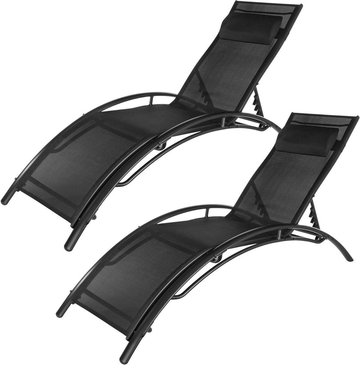 ligbedden set zonnestoelen chaise longues ontspannen buiten