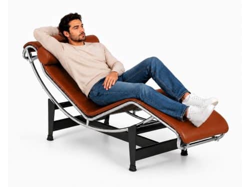 Ligstoel - Ligbed - Fauteuil - Cognac Bruin - Leer