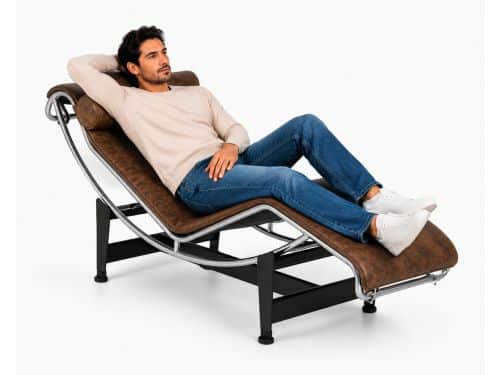 Ligstoel - Ligbed - Fauteuil - Vintage Bruin - Suede