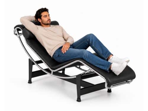 Ligstoel - Ligbed - Fauteuil - Zwart - Leer