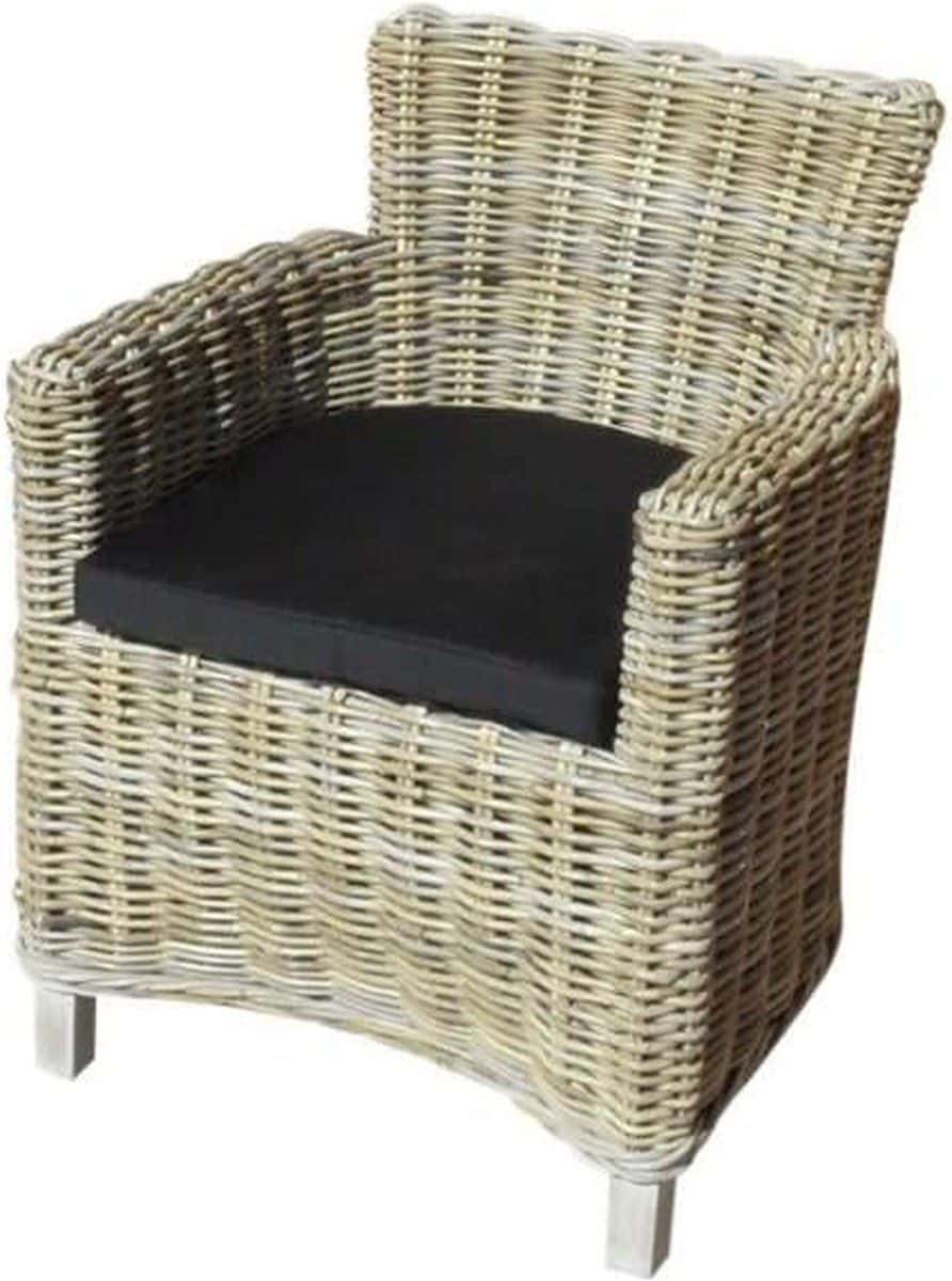 liverno dining tuinstoel naturel rotan olefin black