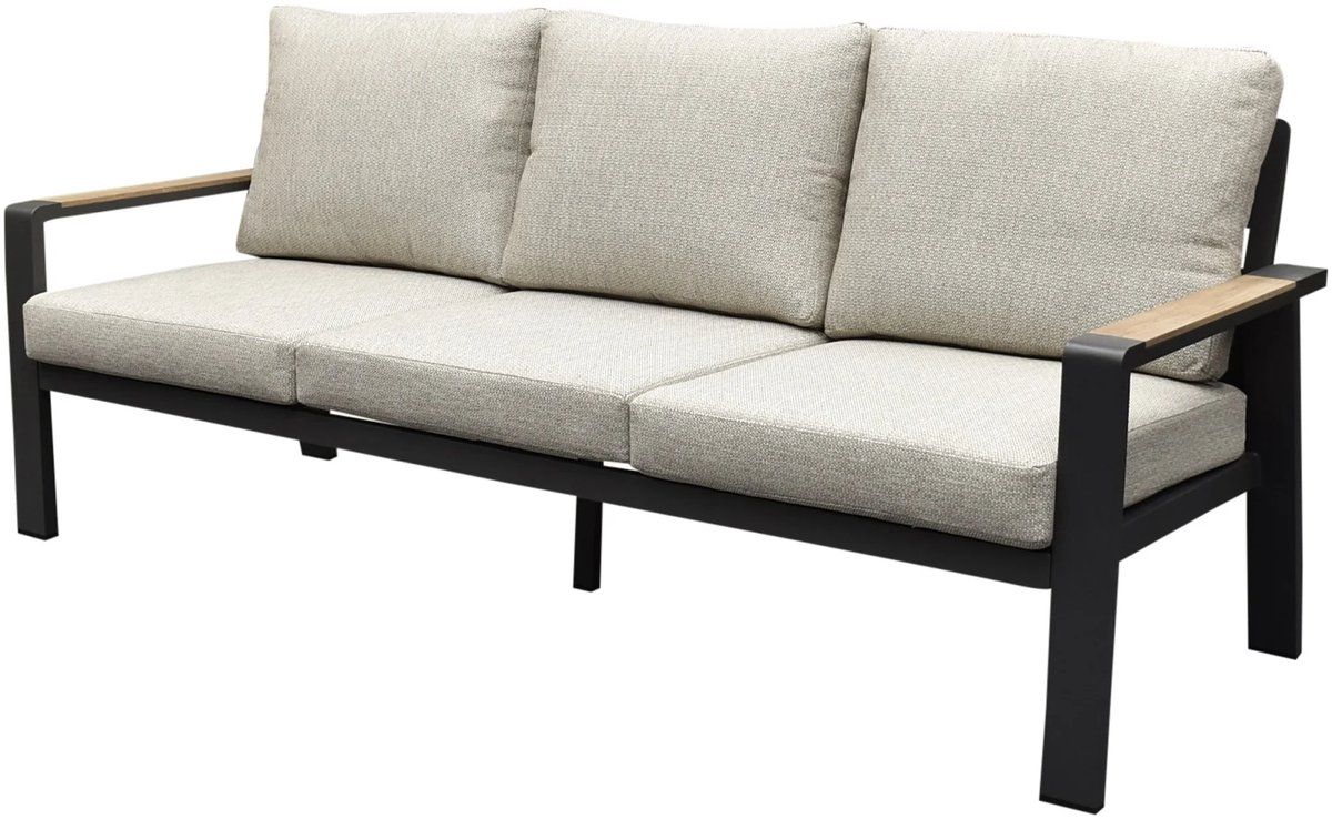 lola 3 zitsbank aluminium antraciet soft grey kussens