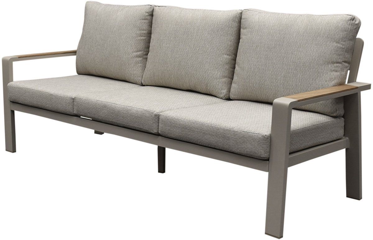 lola 3 zitsbank aluminium latte zand soft grey kussens