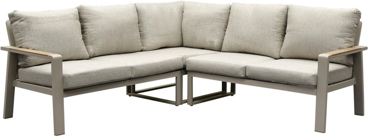 lola hoek loungeset 3 delig aluminium latte zand