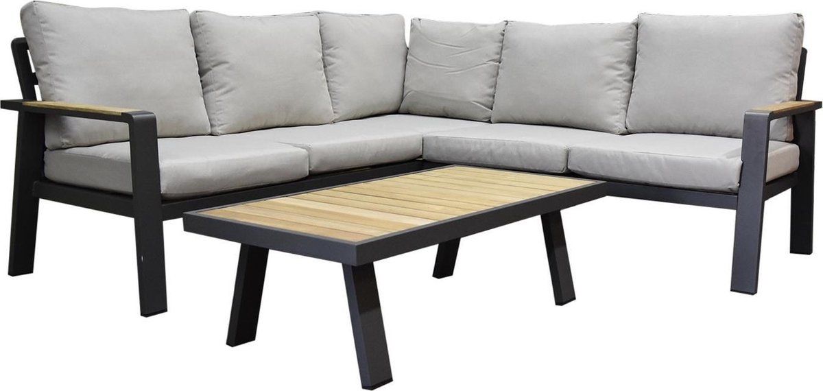 lola hoek loungeset 4 delig aluminium antraciet