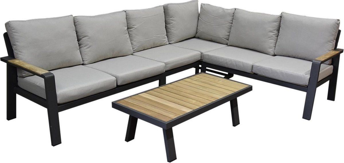 lola hoek loungeset 5 delig aluminium antraciet
