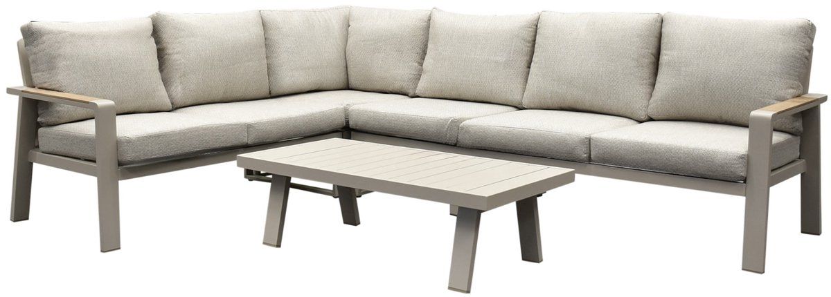 lola hoek loungeset 5 delig aluminium latte zand