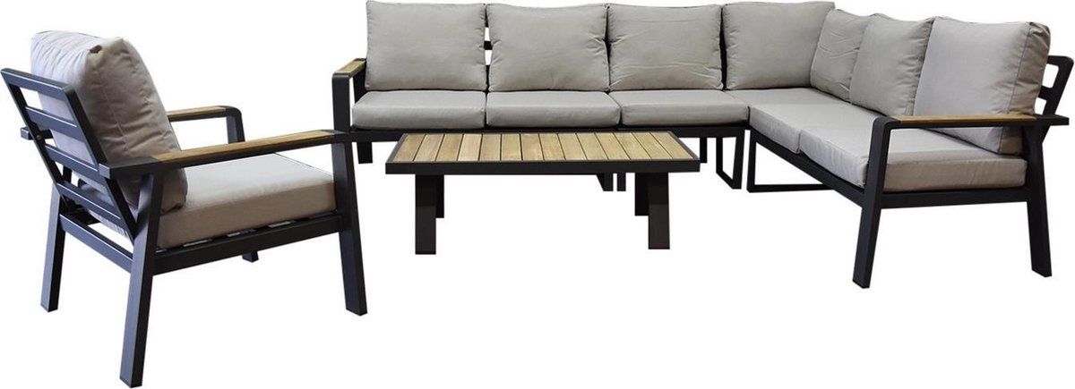 lola hoek loungeset 6 delig aluminium antraciet
