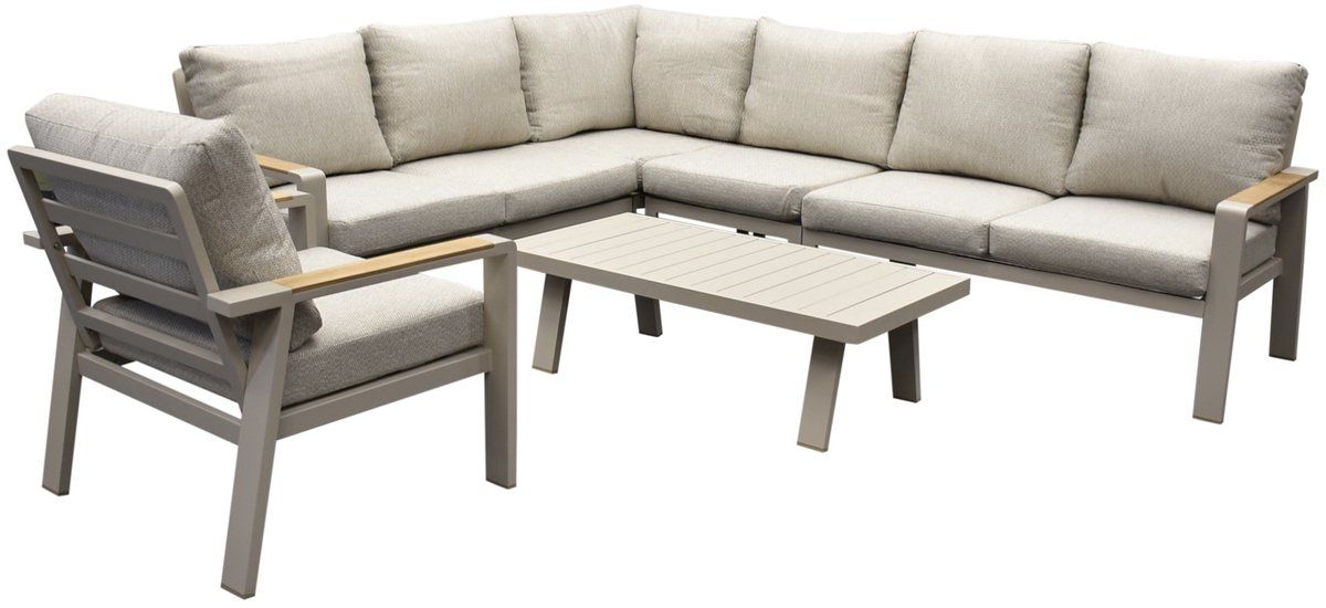 lola hoek loungeset 6 delig aluminium zand latte