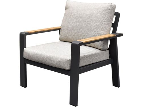 Lola lounge tuinstoel aluminium antraciet soft grey kussens