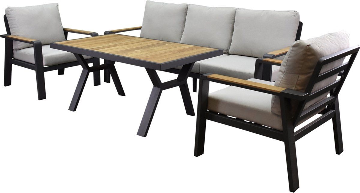 lola stoel bank dining loungeset 4 delig antraciet aluminium