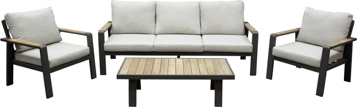 lola stoel bank loungeset 4 delig antraciet aluminium
