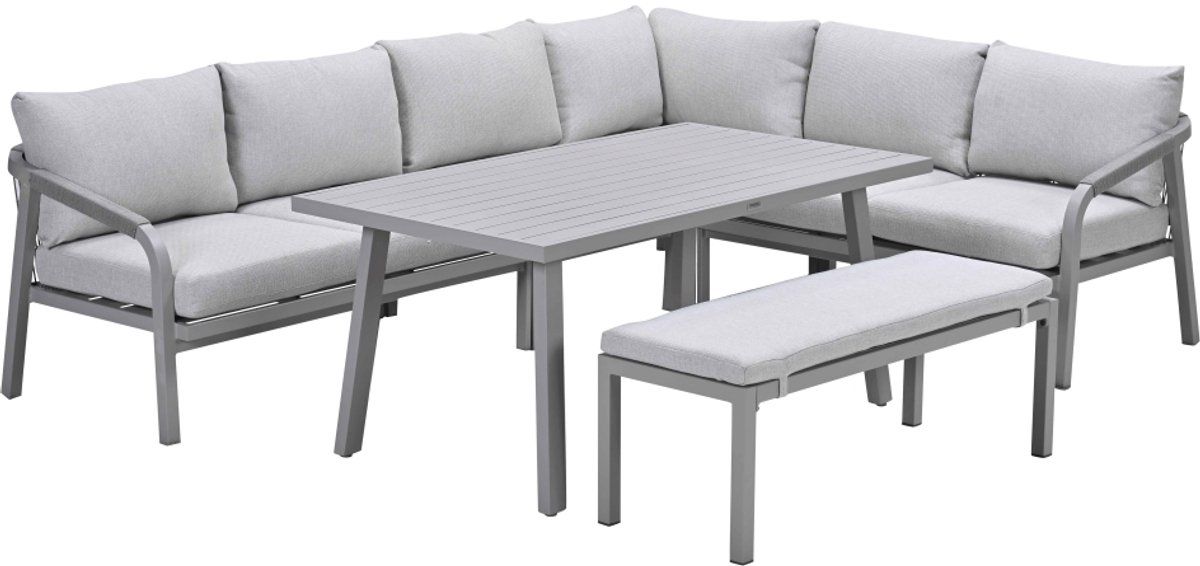 lounge diningset monti taupe 7 persoons aluminium