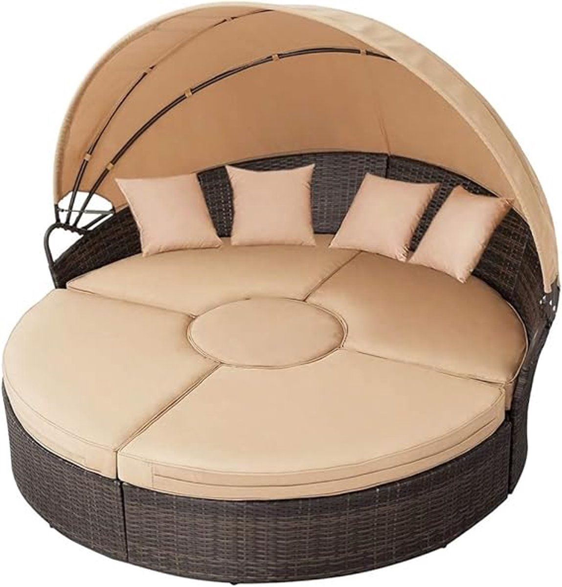 lounge eiland 184x184x141 cm luxe rattan zonnebed met verstelbaar