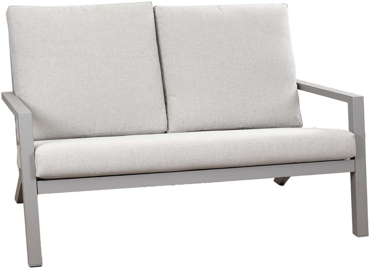 loungebank bezano | 2 persoons | taupe & champagne | aluminium
