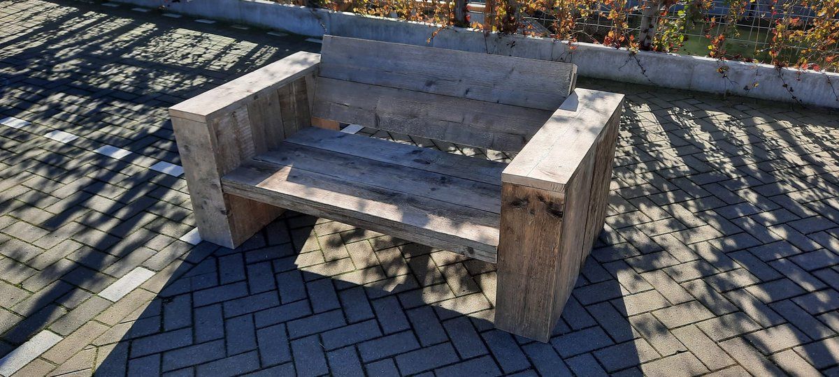 loungebank “garden basic” van gebruikt steigerhout 120cm 2 persoons bank