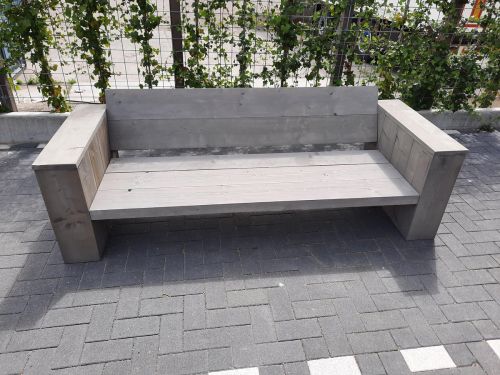 Loungebank "Garden" van Grey Wash steigerhout 180cm 3 persoons bank