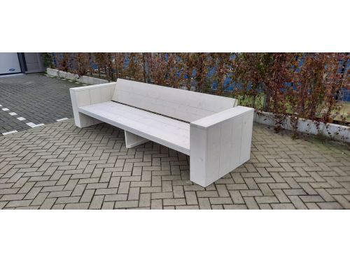 Loungebank "Garden" van White Wash steigerhout 240cm 4 persoons bank