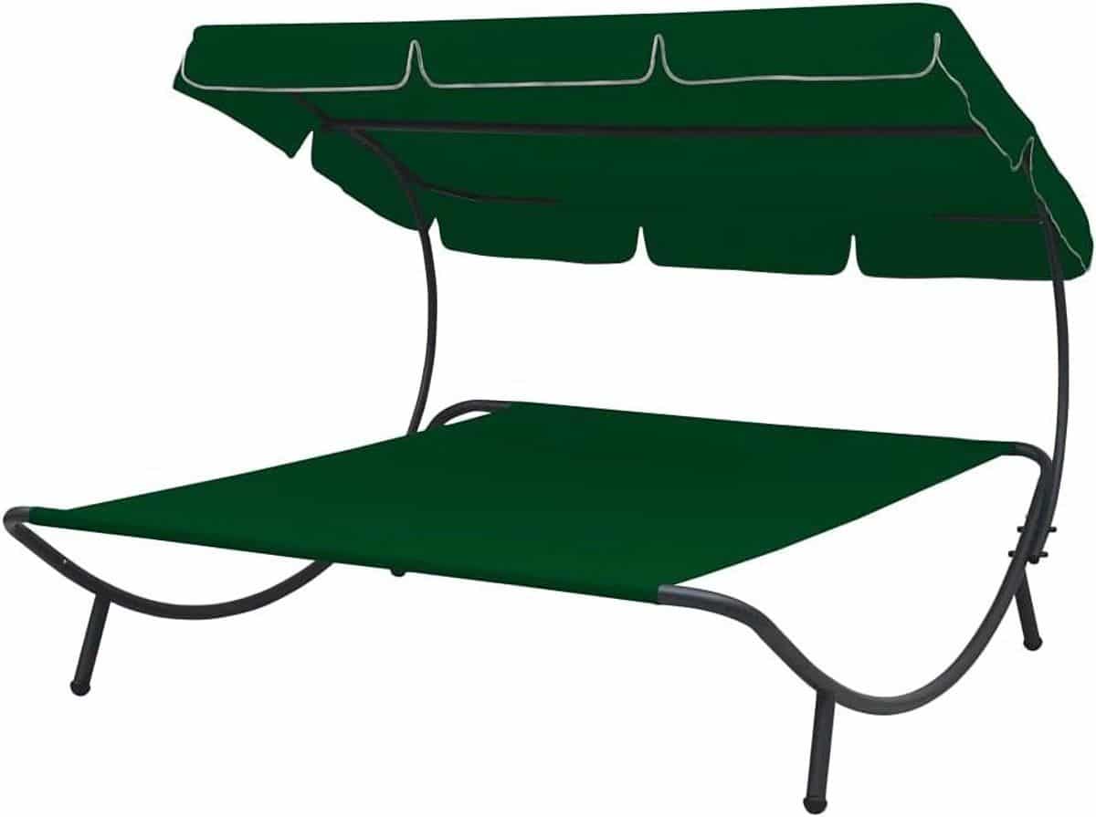 loungebed met canopy dubbel ligbed buiten ontspannen