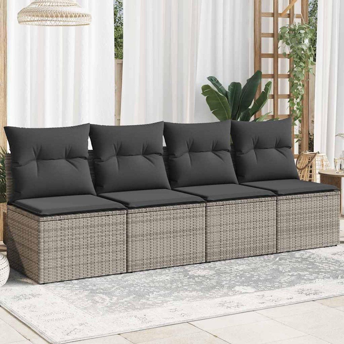 loungerattan comfort 4 zits tuinbank met kussens poly rattan outdoor