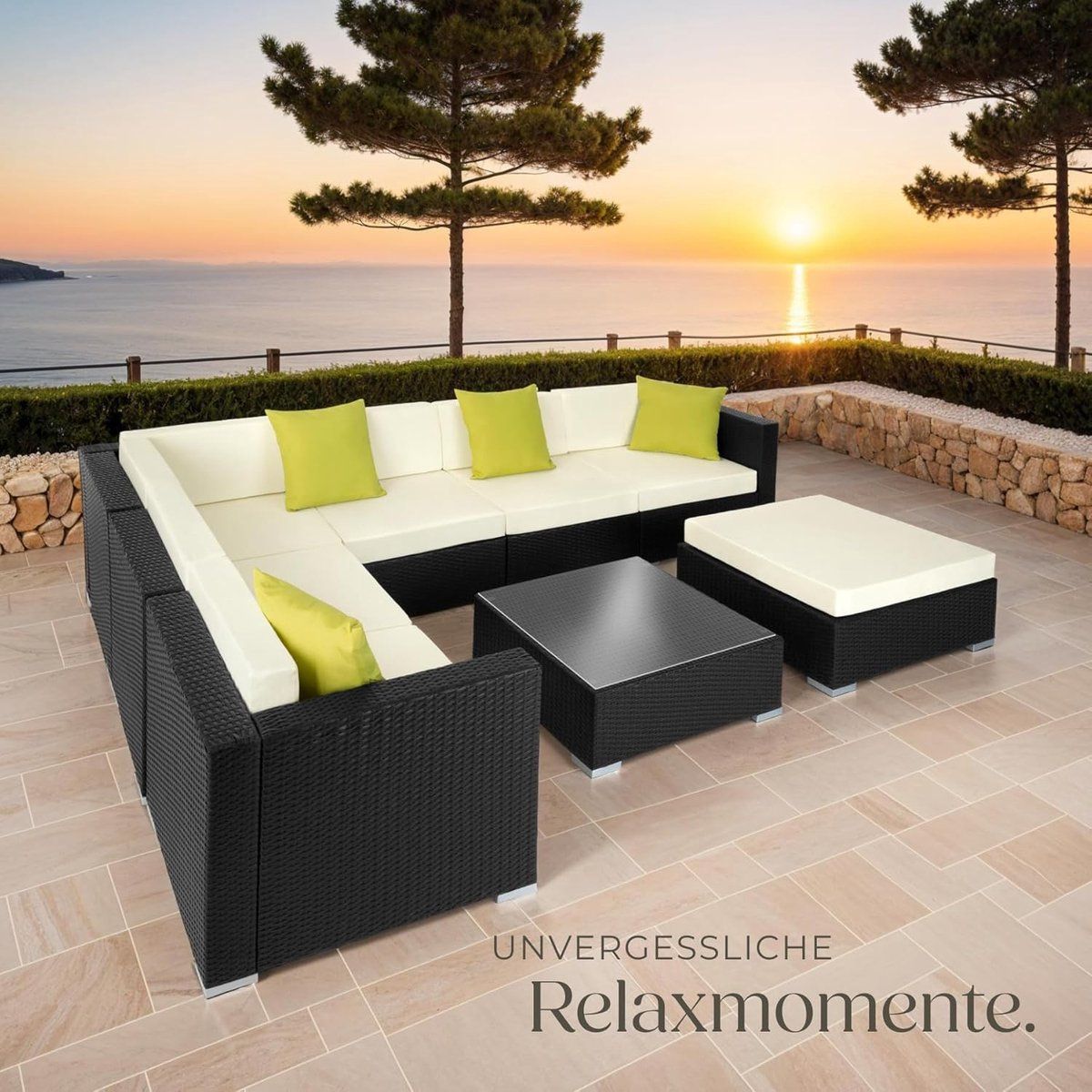 loungeset 6 personen l vorm met tafel en kruk