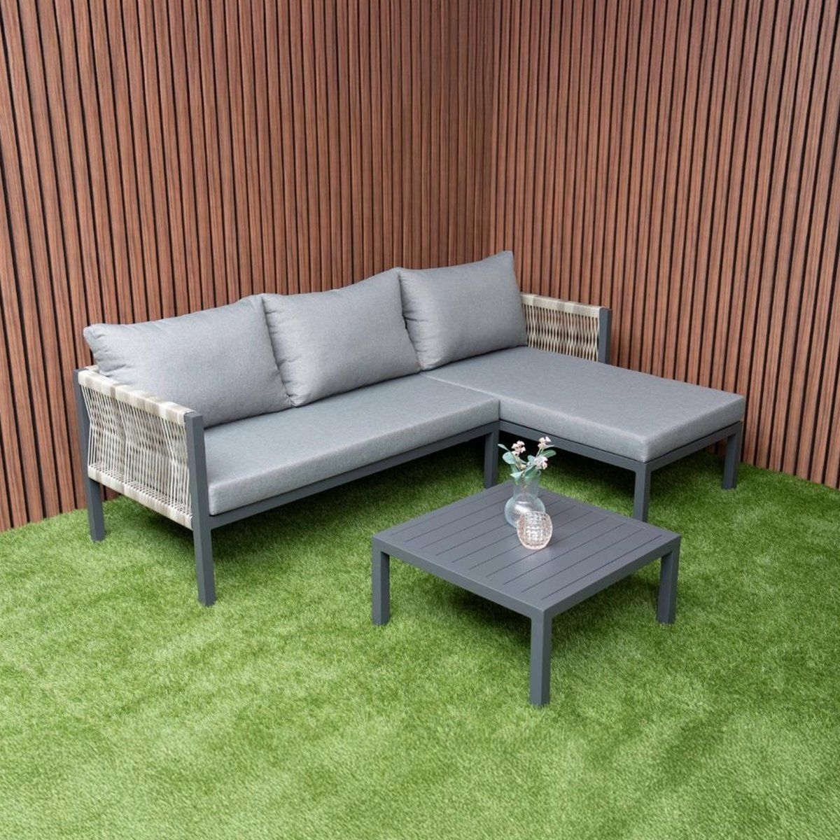 loungeset ibiza *actie* moderne hoekbank chaise longue rechts tuinset
