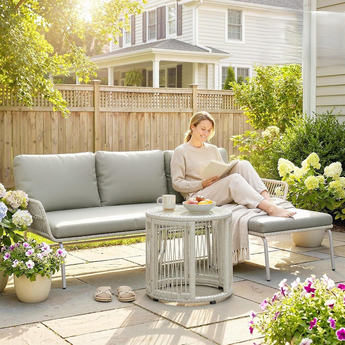 loungeset tuin 3 delig met chaise longue polyrattan lounge set