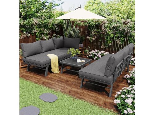 Loungeset Tuin 5-6 Personen 226x61x65 cm + 173x61x65 cm