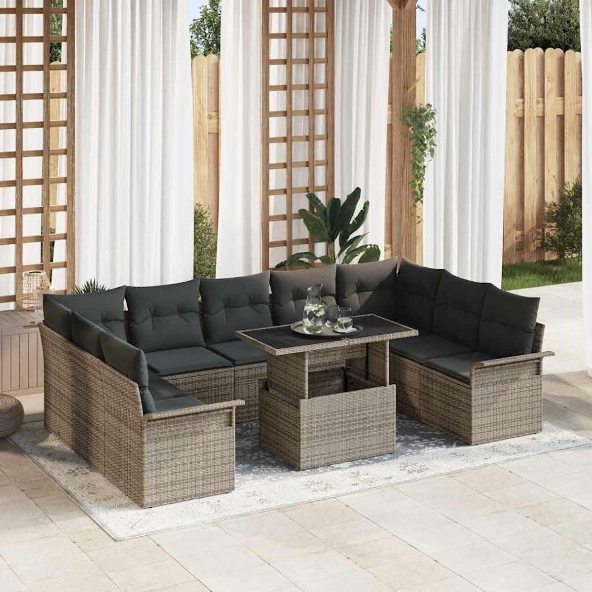 luxe 10 persoons modulaire poly rattan outdoor dining set