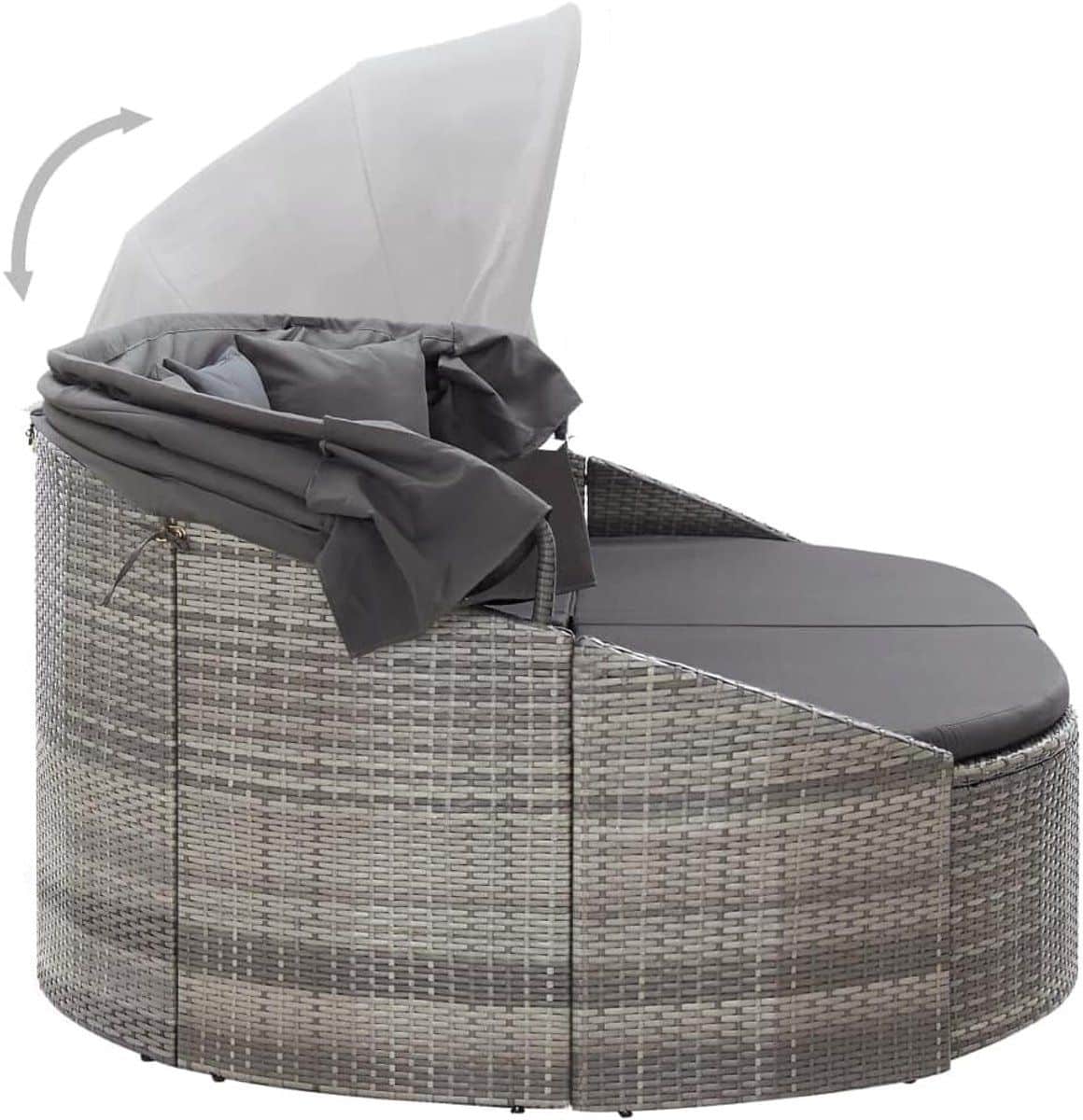 luxe 2 persoons outdoor rattan zonne eiland met luifel & kussens 230x145x141