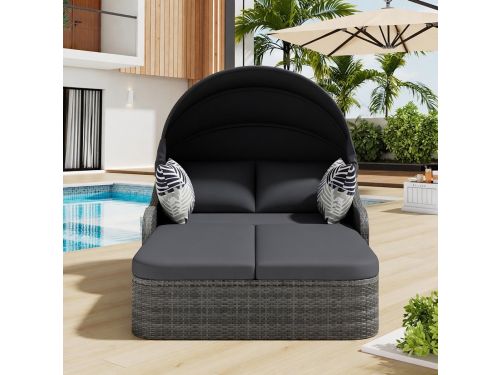Luxe 2-Persoons Zonne-eiland Ligbed met Verstelbaar Dak - Outdoor Rotan