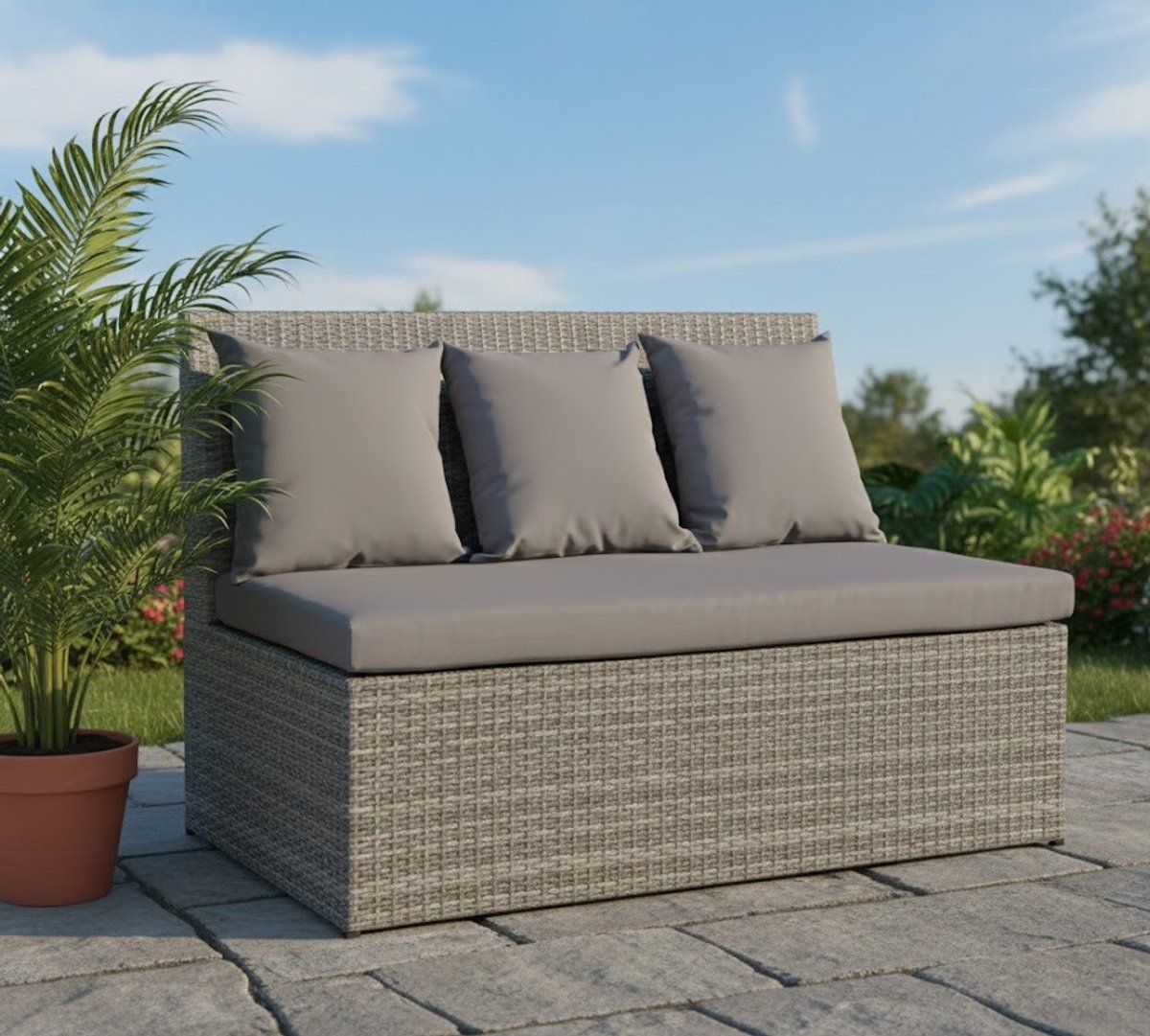 luxe 2 zits polyrattan loungesofa hwc g16 modern tuinbank recliner met