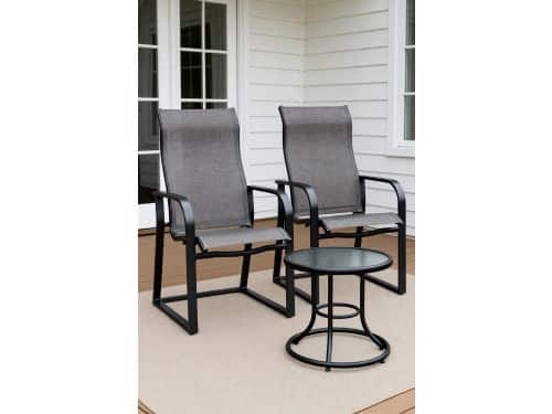 Luxe 3-delige Balkonset - Weerbestendige Bistroset met 2 Stapelbare Tuinstoelen