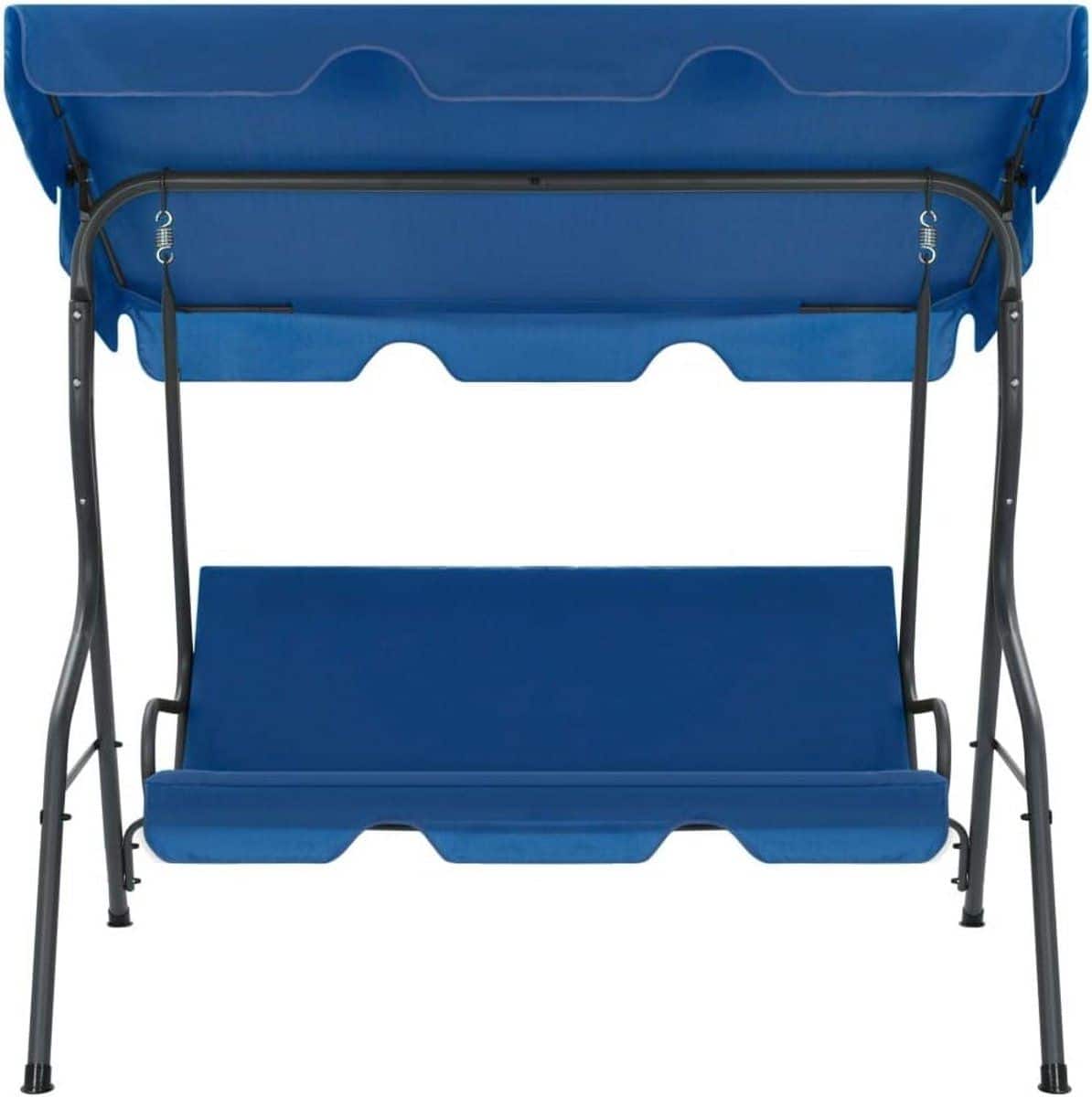 luxe 3 zits schommelbank tuin met kantelbaar zonnedak donkerblauw