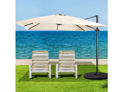 Luxe 360° Draaibare Zweefparasol 300x300 cm Vierkant met Kantelfunctie