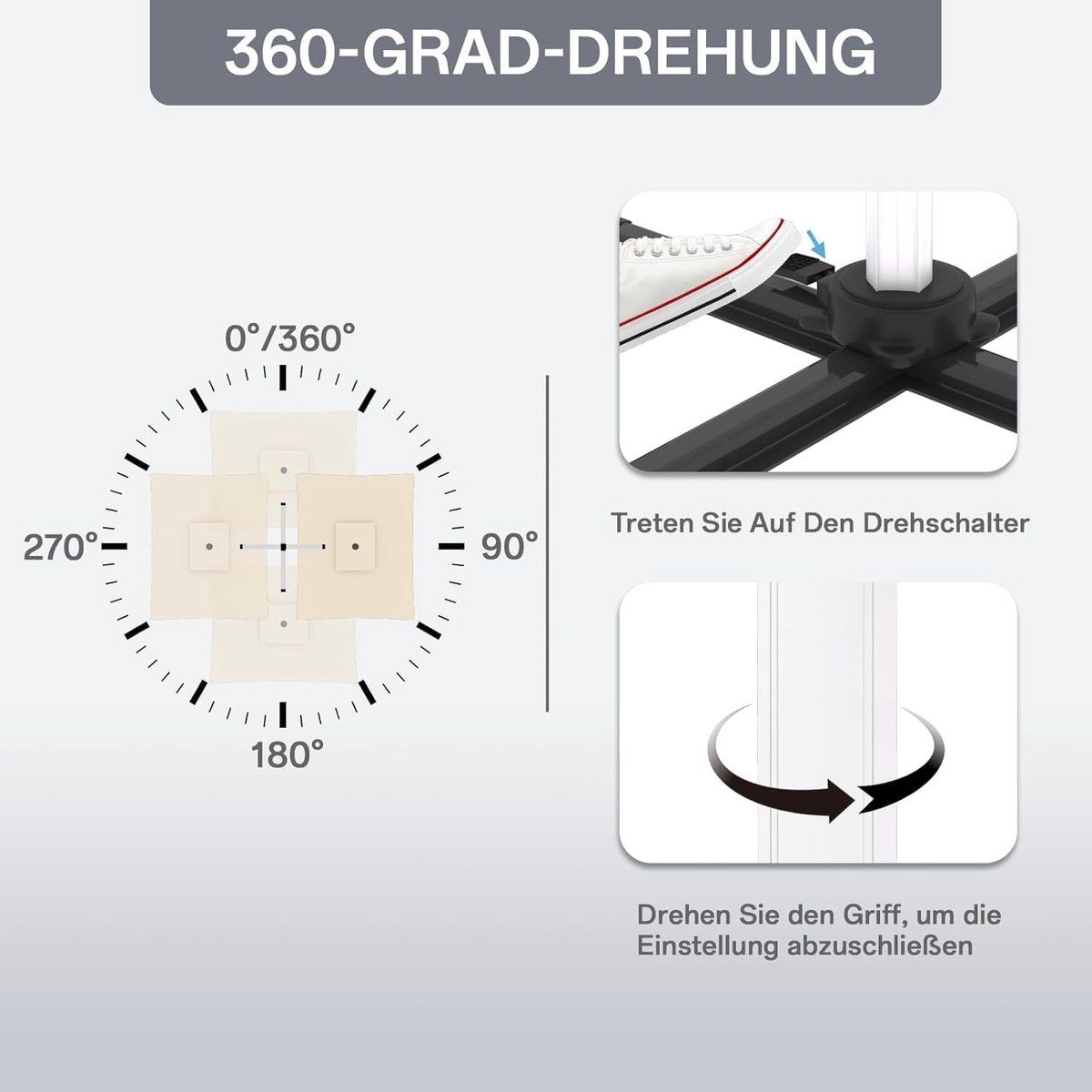 luxe 360° draaibare zweefparasol 300x400x260 cm aluminium grote balkon