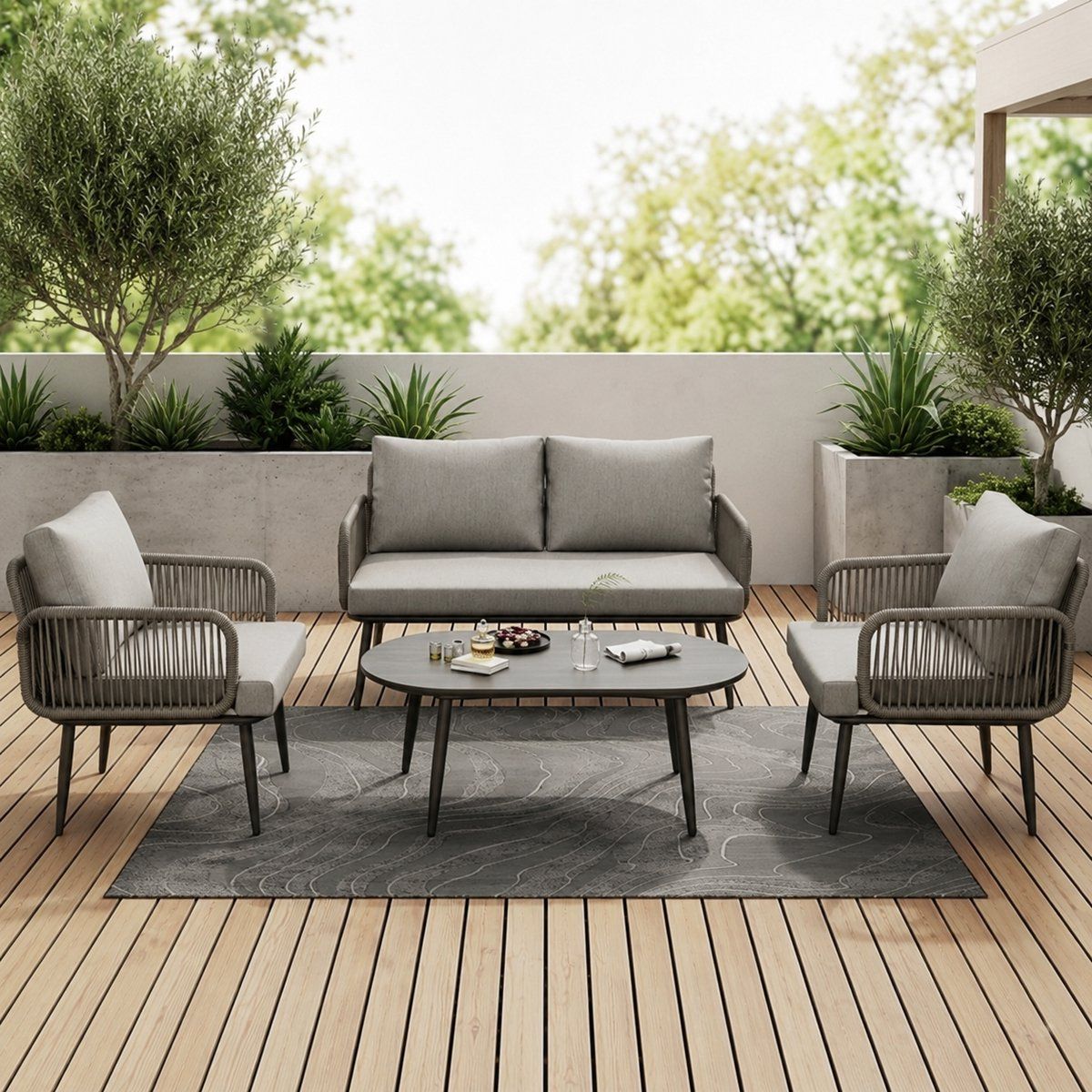 luxe 4 zits balkon en tuin loungeset met salontafel