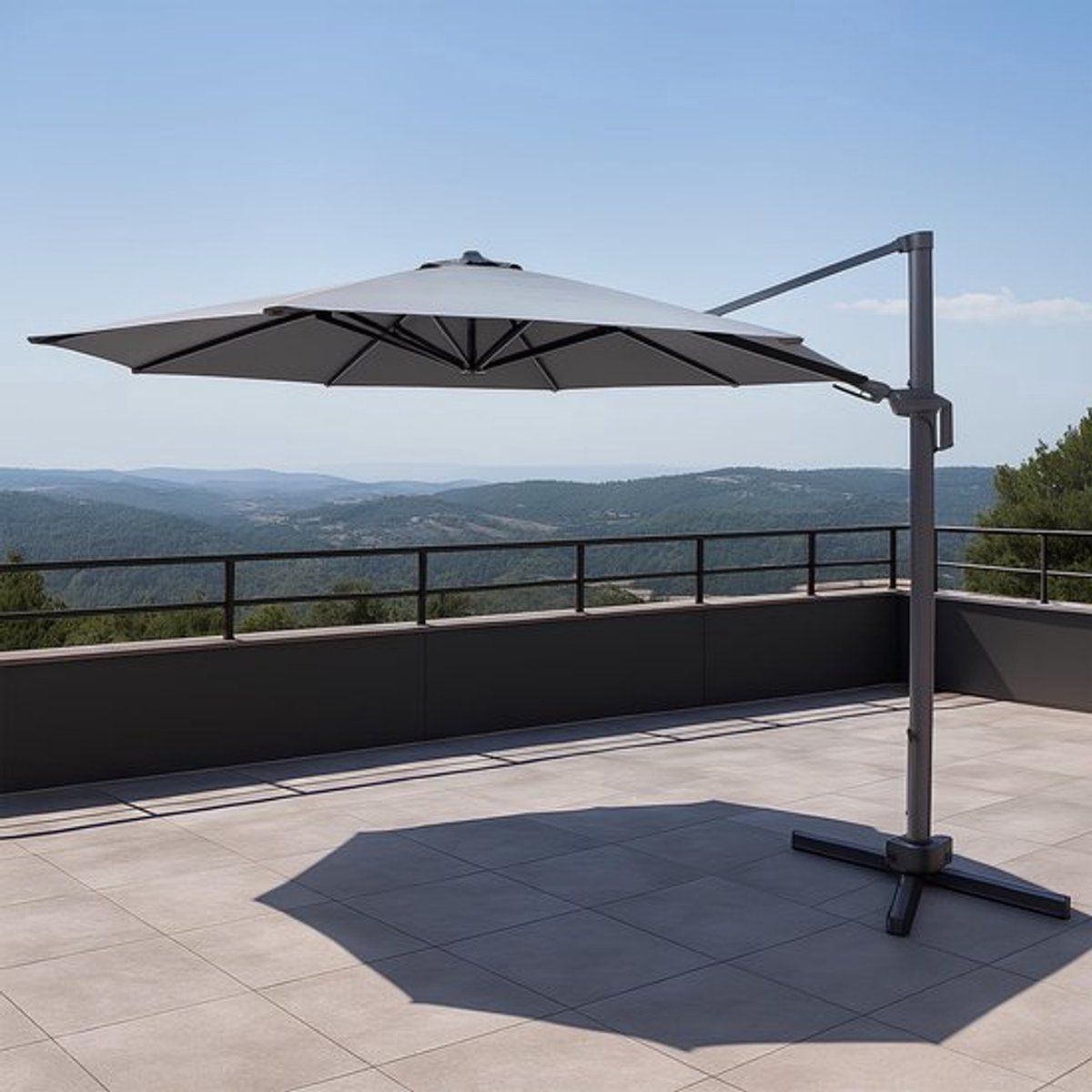 luxe aluminium zweefparasol 345 cm 360° draaibaar en uv bescherming