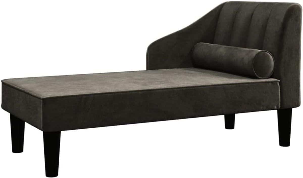 luxe chaise longue met bolster fluweel zwart comfortabel ligbed