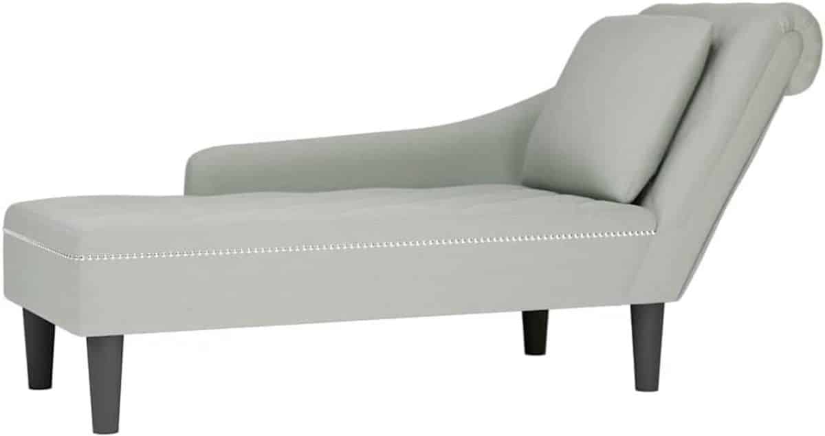 luxe chaise longue met kussen en rechter armleuning lichtgrijs velvet