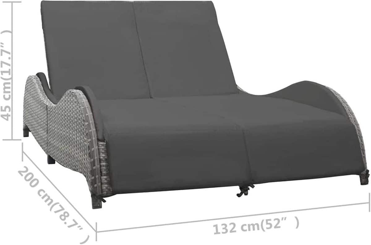 luxe dubbele polyrattan zonne eiland ligbed met dikke kussens en verstelbare