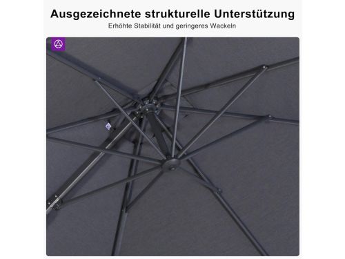 Luxe Grafiet Zweefparasol 300x200 cm - Aluminium Cantilever Tuinparasol met