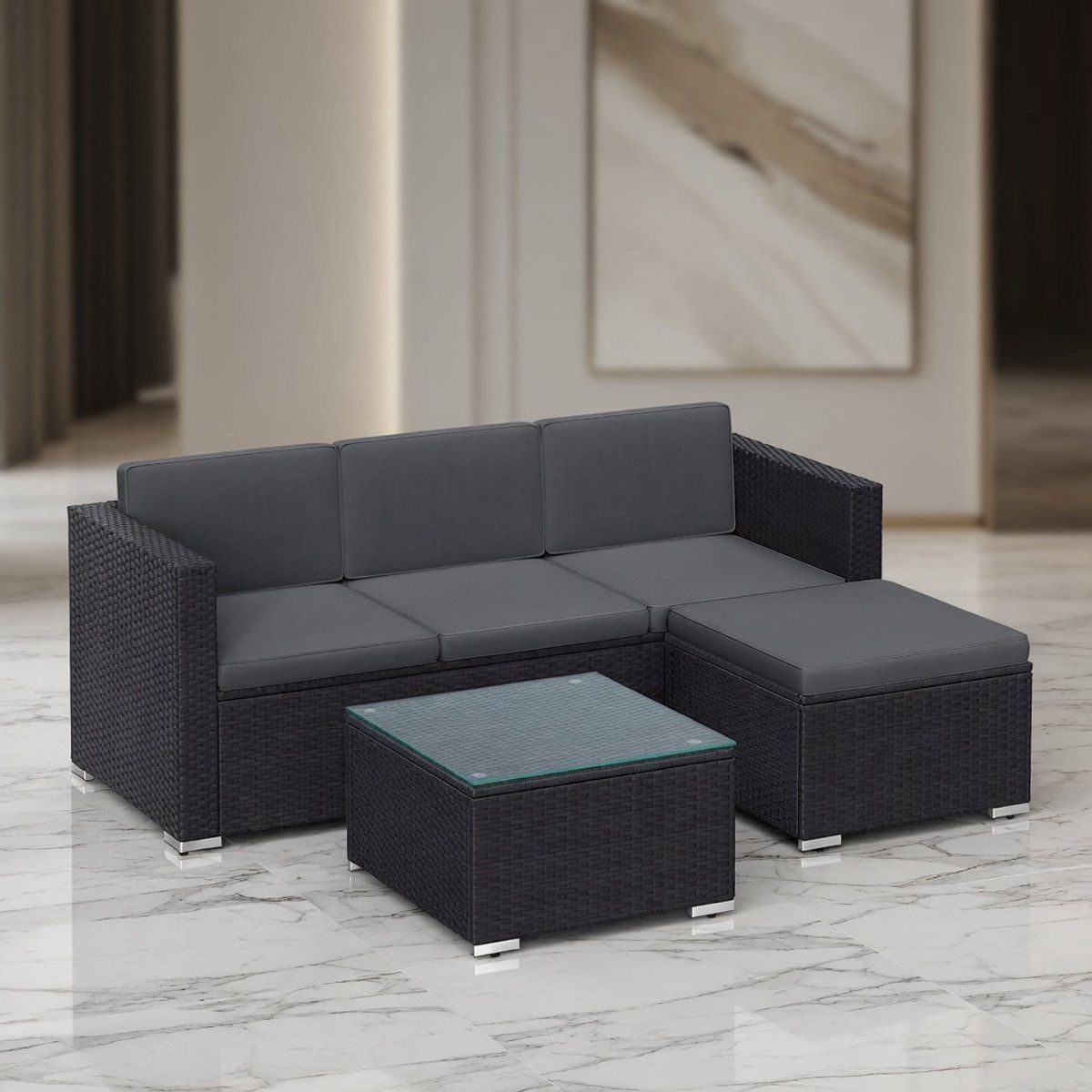 luxe hoek loungeset polyrotan met zwart polyrotan 3
