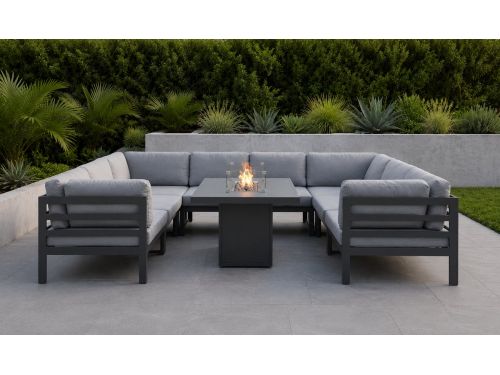 Luxe Modulaire Aluminium Loungeset met Gas Vuurtafel - 9