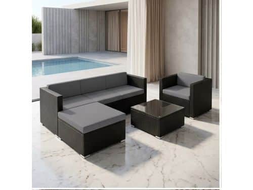 Luxe Polyrotan Lounge Set Milano - Zwart - Set Milano
