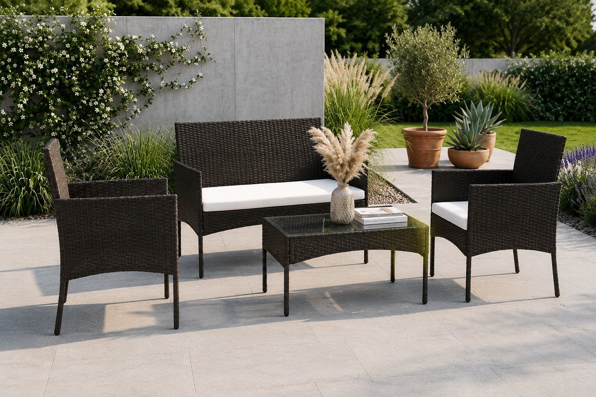 luxe polyrotan tuinmeubelset 4 personen 4 delige loungeset met bank