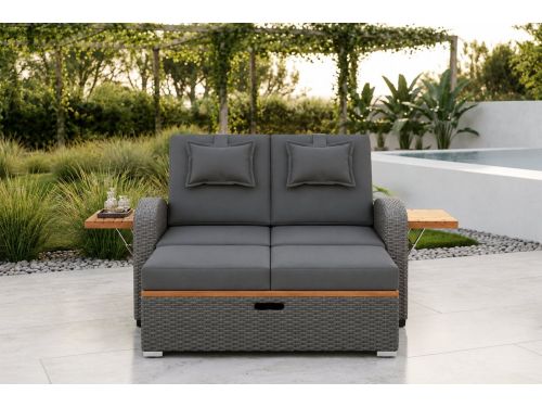 Luxe Rotan Zonne-eiland XL - Dubbel Outdoor Ligbed met Verstelbare